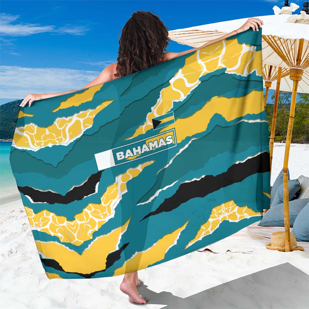 Bahamas Sarong with National Coat of Arms Teal Yellow Ocean Wave Spirit