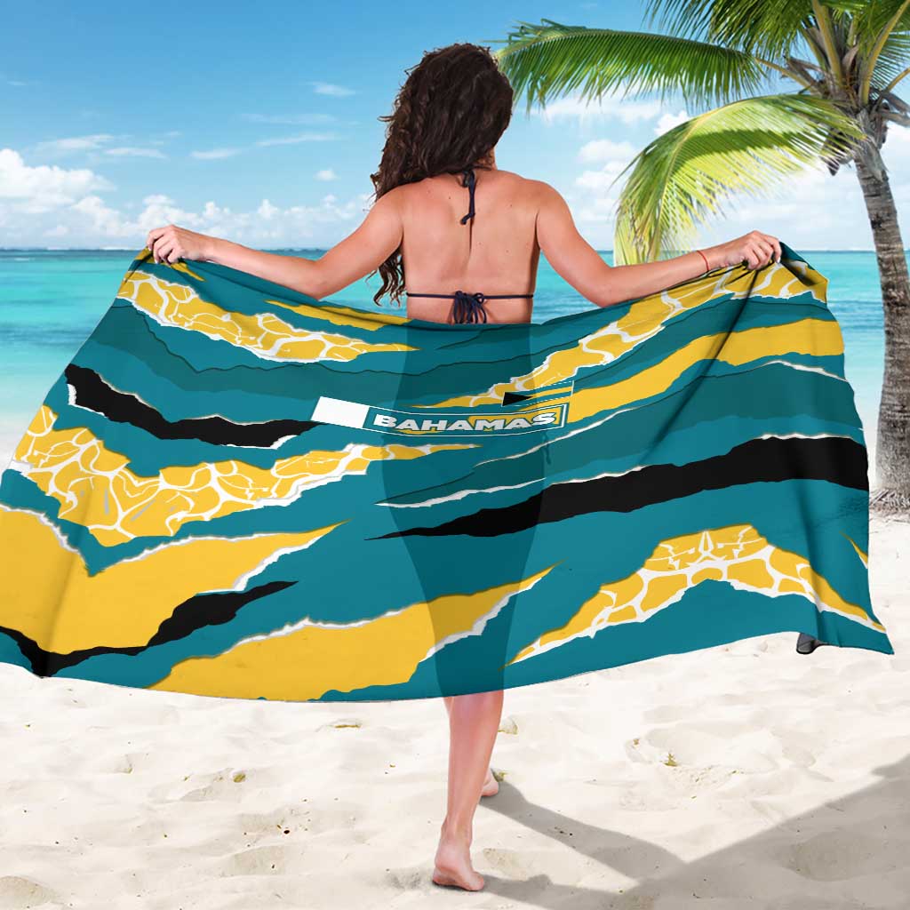 Bahamas Sarong with National Coat of Arms Teal Yellow Ocean Wave Spirit
