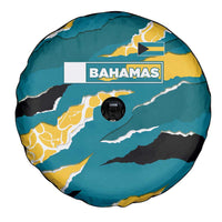 Bahamas Spare Tire Cover with National Coat of Arms Teal Yellow Ocean Wave Spirit