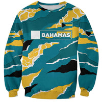 Bahamas Sweatshirt with National Coat of Arms Teal Yellow Ocean Wave Spirit