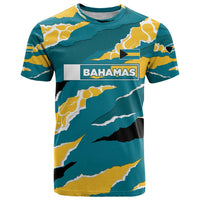 Bahamas T Shirt with National Coat of Arms Teal Yellow Ocean Wave Spirit