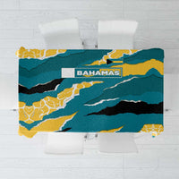 Bahamas Tablecloth with National Coat of Arms Teal Yellow Ocean Wave Spirit