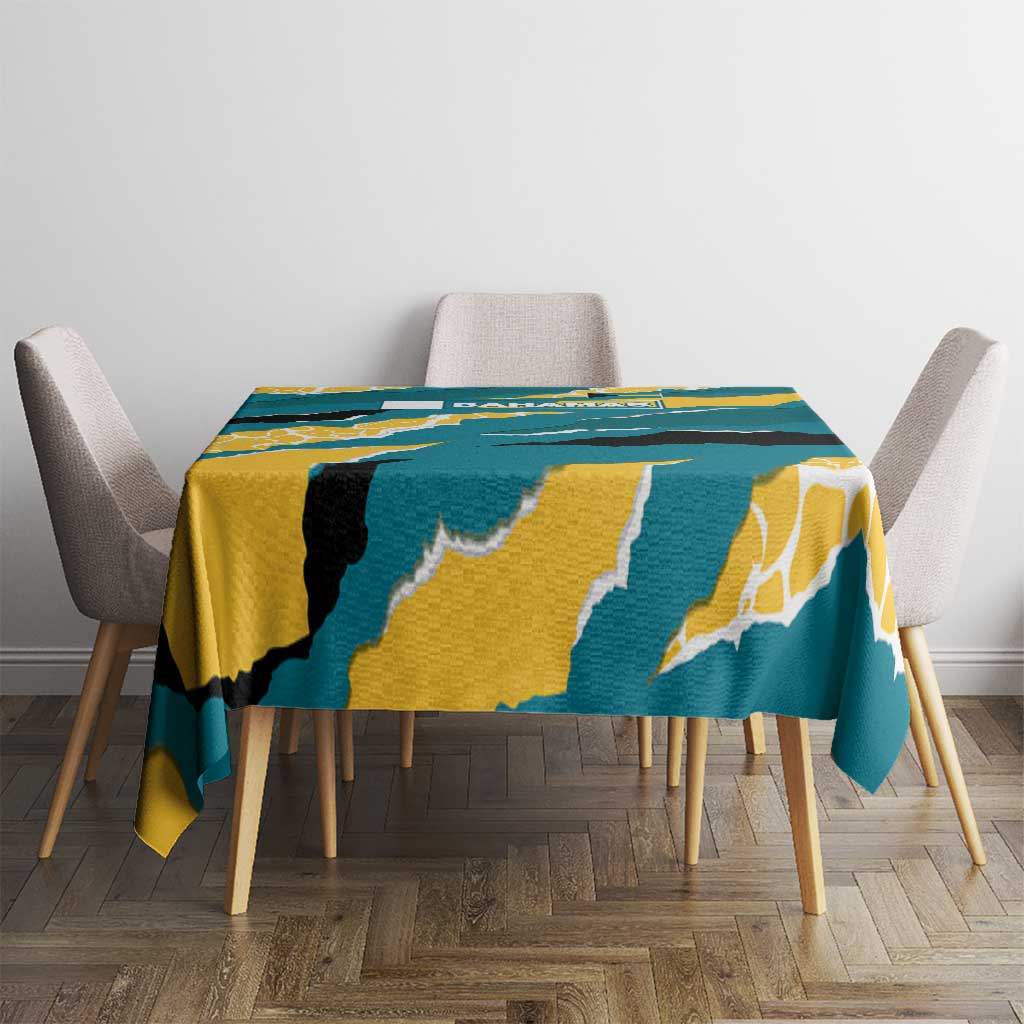 Bahamas Tablecloth with National Coat of Arms Teal Yellow Ocean Wave Spirit