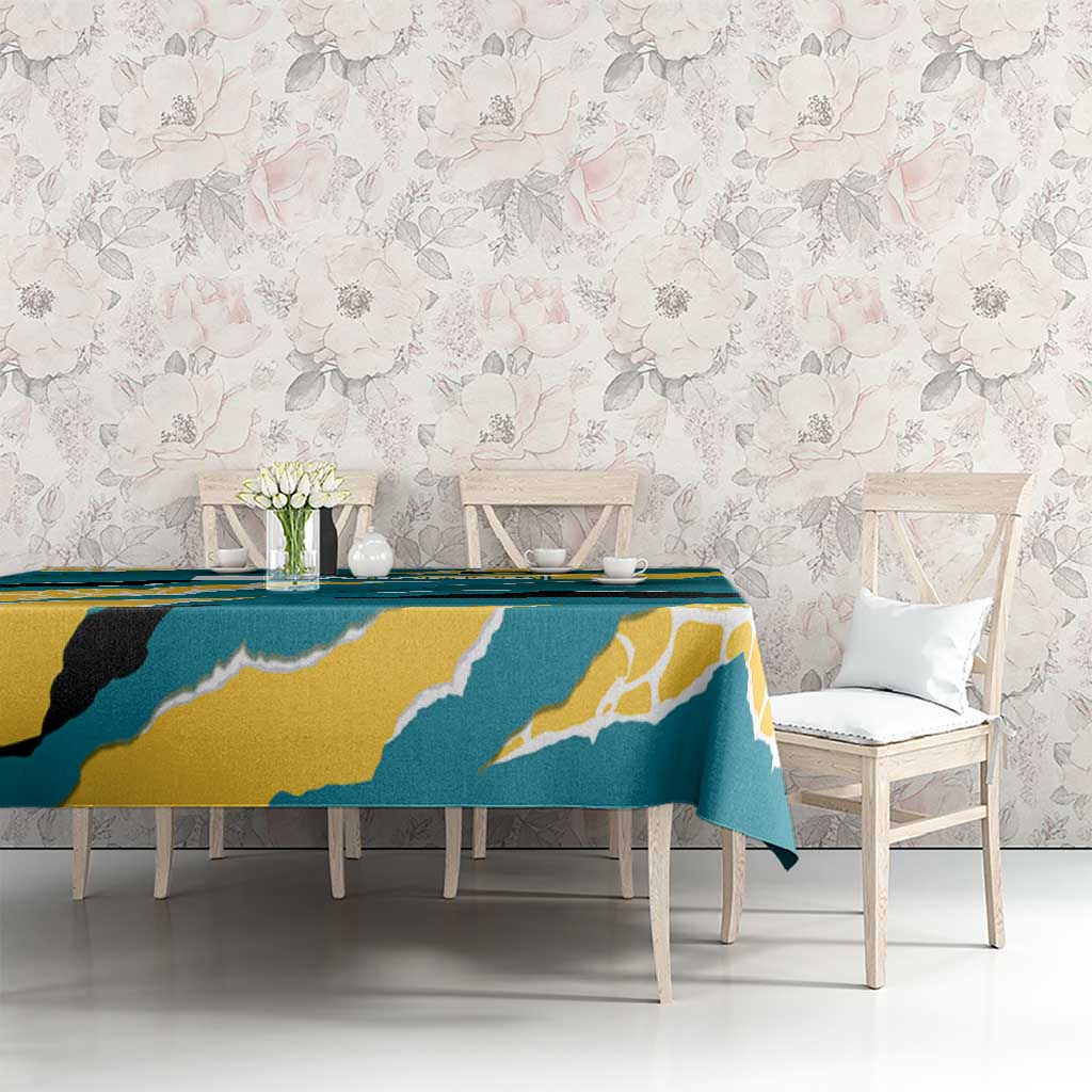 Bahamas Tablecloth with National Coat of Arms Teal Yellow Ocean Wave Spirit