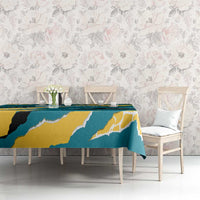 Bahamas Tablecloth with National Coat of Arms Teal Yellow Ocean Wave Spirit