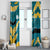Bahamas Window Curtain with National Coat of Arms Teal Yellow Ocean Wave Spirit