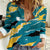 Bahamas Women Casual Shirt with National Coat of Arms Teal Yellow Ocean Wave Spirit