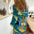 Bahamas Women Casual Shirt with National Coat of Arms Teal Yellow Ocean Wave Spirit