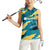Bahamas Women Sleeveless Polo Shirt with National Coat of Arms Teal Yellow Ocean Wave Spirit