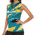Bahamas Women Sleeveless Polo Shirt with National Coat of Arms Teal Yellow Ocean Wave Spirit