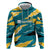 Bahamas Zip Hoodie with National Coat of Arms Teal Yellow Ocean Wave Spirit