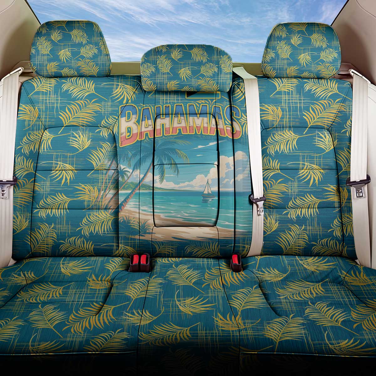 Bahamas Back Car Seat Cover with Tropical Beach Sunset Palm Tree Ocean Spirit