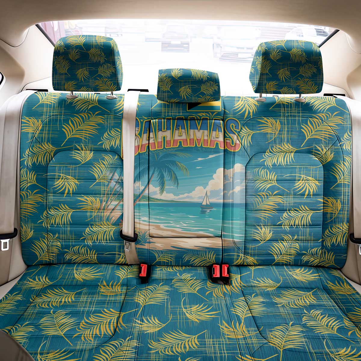 Bahamas Back Car Seat Cover with Tropical Beach Sunset Palm Tree Ocean Spirit