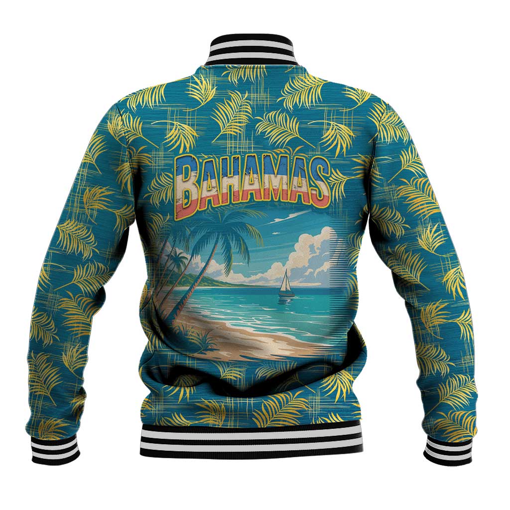 Bahamas Baseball Jacket with Tropical Beach Sunset Palm Tree Ocean Spirit
