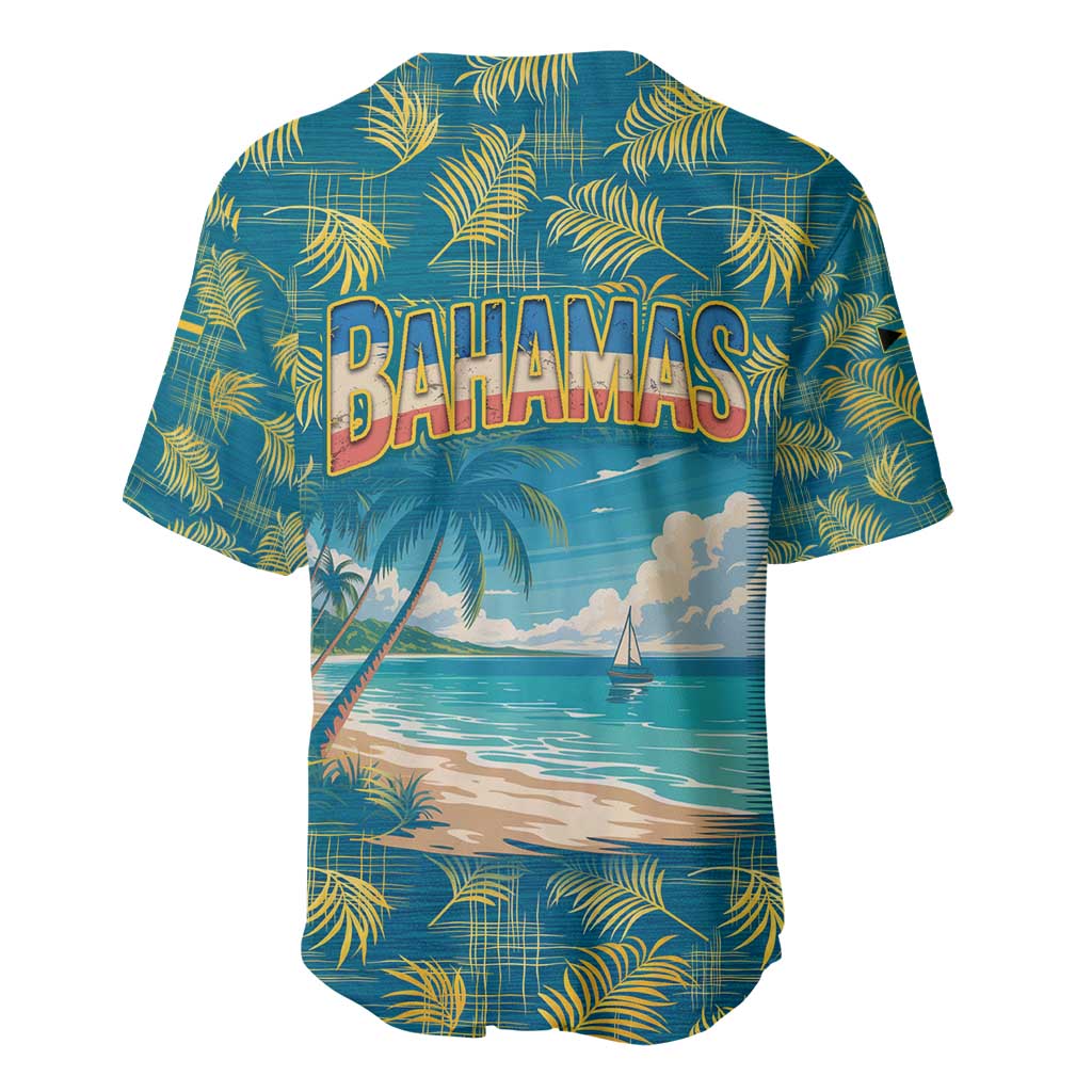 Bahamas Baseball Jersey with Tropical Beach Sunset Palm Tree Ocean Spirit
