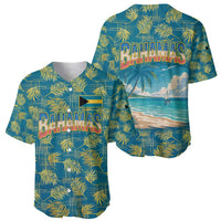 Bahamas Baseball Jersey with Tropical Beach Sunset Palm Tree Ocean Spirit