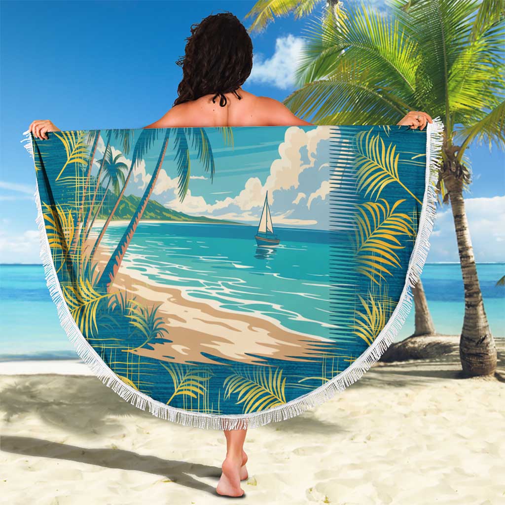Bahamas Beach Blanket with Tropical Beach Sunset Palm Tree Ocean Spirit