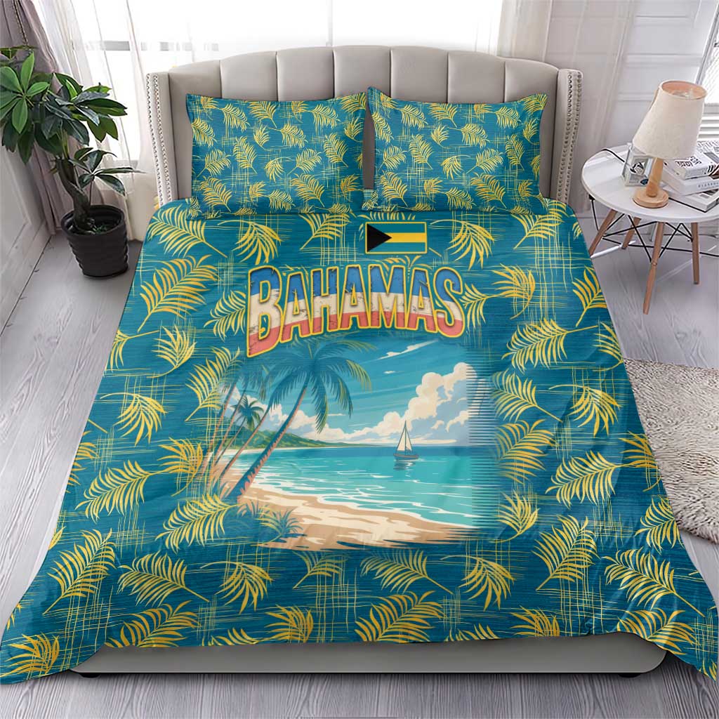Bahamas Bedding Set with Tropical Beach Sunset Palm Tree Ocean Spirit