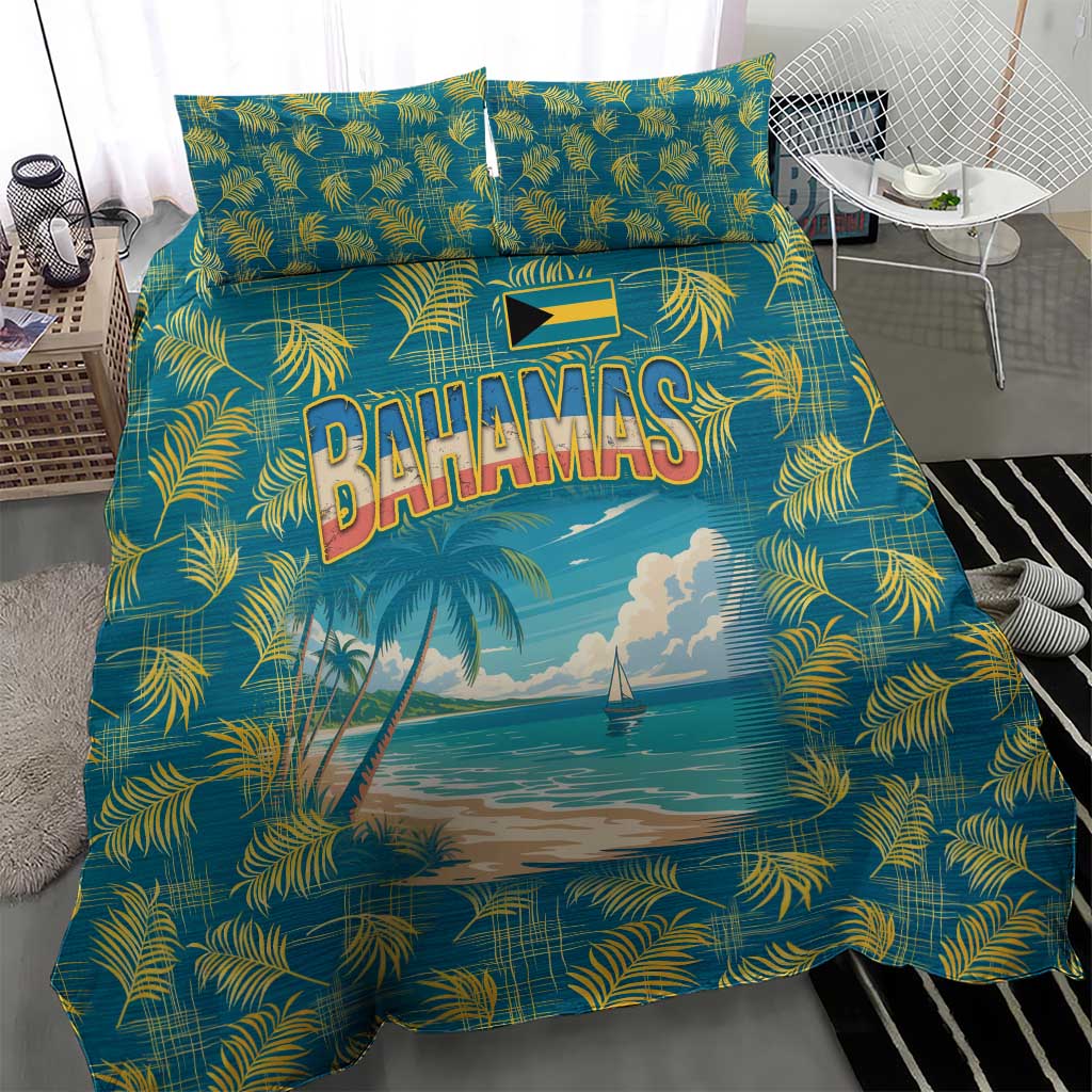 Bahamas Bedding Set with Tropical Beach Sunset Palm Tree Ocean Spirit