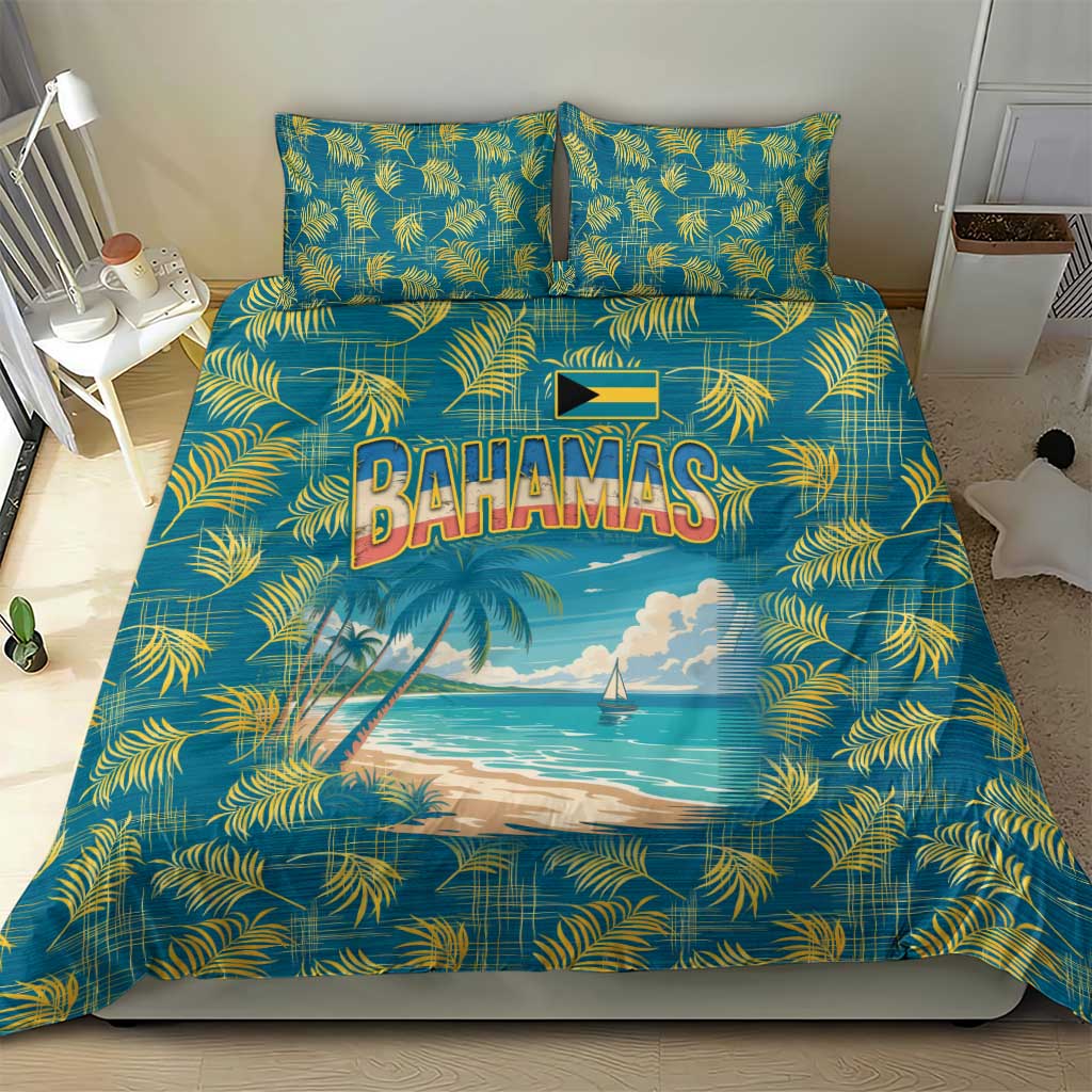 Bahamas Bedding Set with Tropical Beach Sunset Palm Tree Ocean Spirit