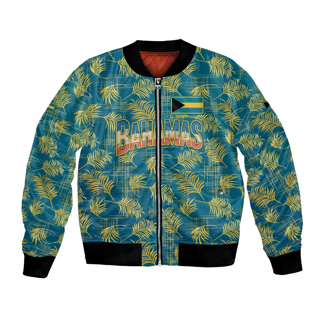 Bahamas Bomber Jacket with Tropical Beach Sunset Palm Tree Ocean Spirit