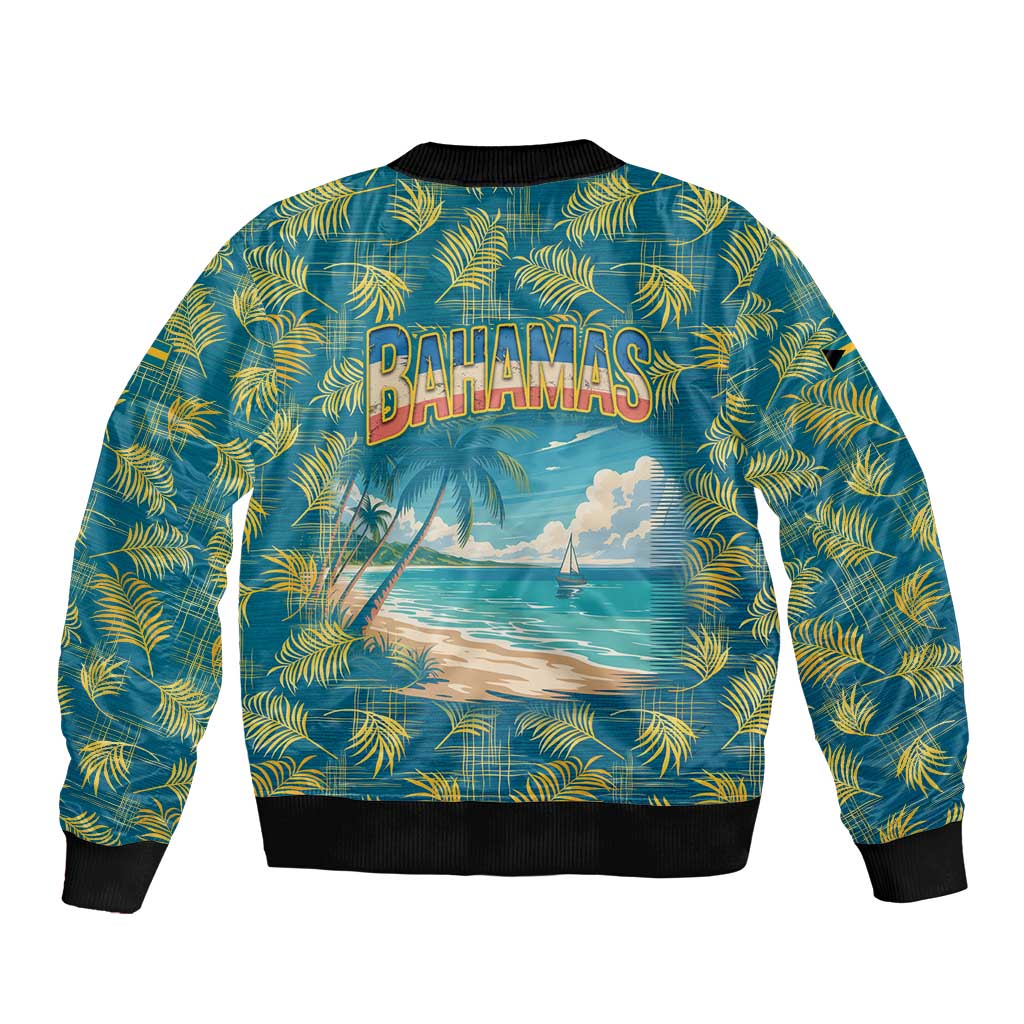 Bahamas Bomber Jacket with Tropical Beach Sunset Palm Tree Ocean Spirit