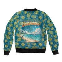 Bahamas Bomber Jacket with Tropical Beach Sunset Palm Tree Ocean Spirit