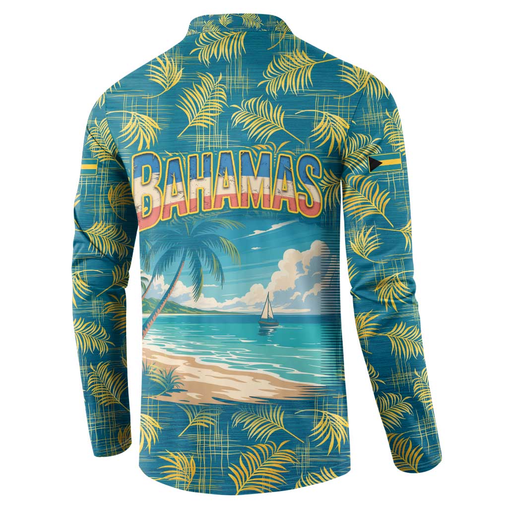 Bahamas Button Sweatshirt with Tropical Beach Sunset Palm Tree Ocean Spirit