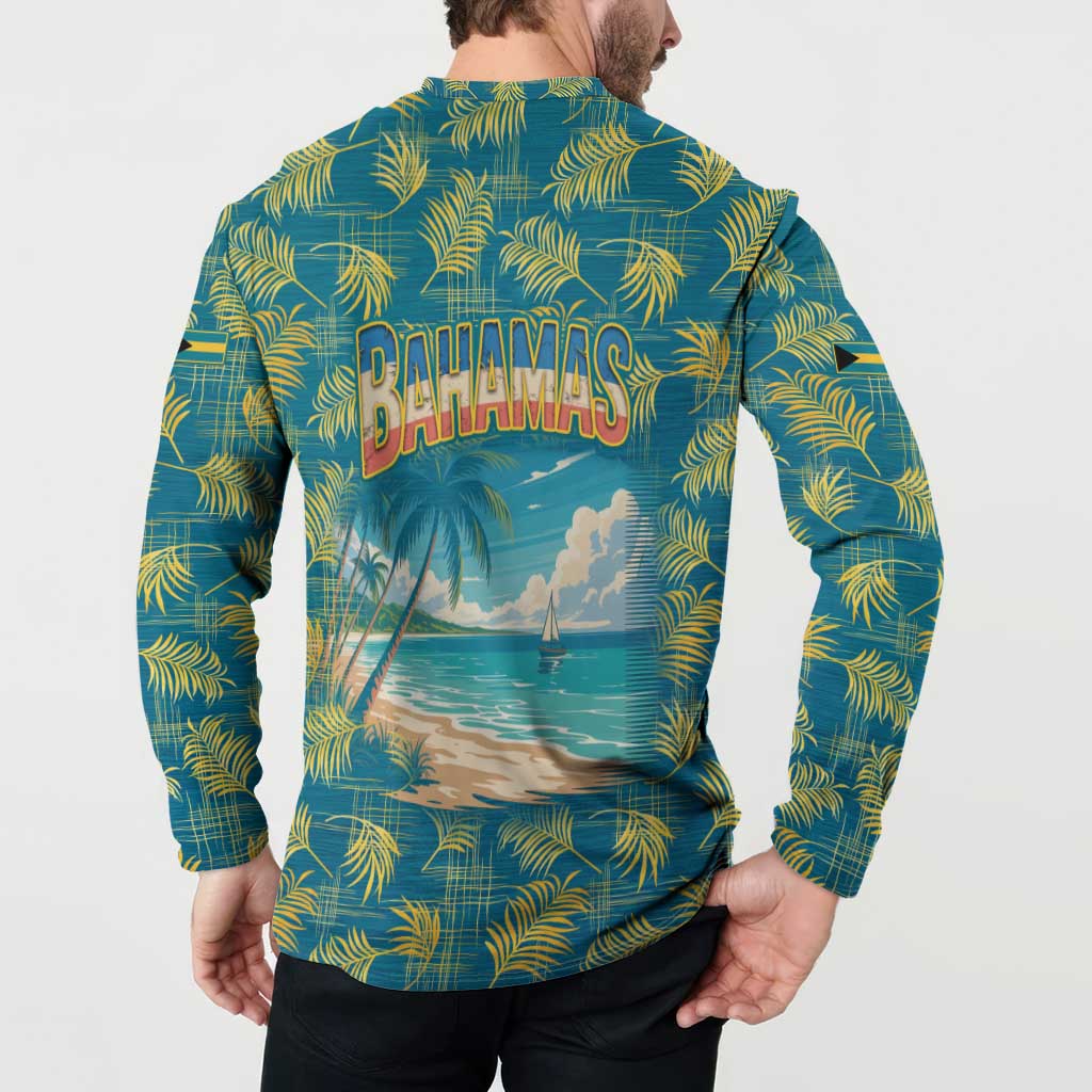 Bahamas Button Sweatshirt with Tropical Beach Sunset Palm Tree Ocean Spirit