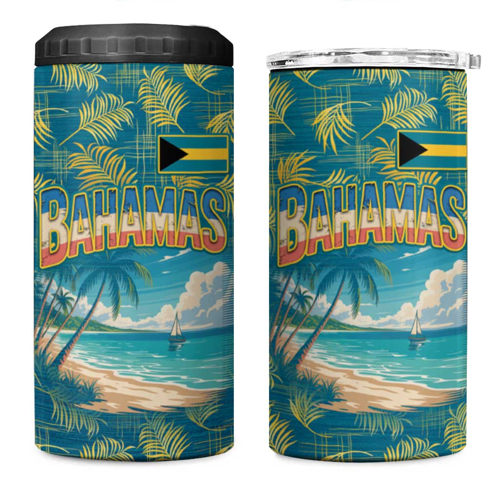 Bahamas 4 in 1 Can Cooler Tumbler with Tropical Beach Sunset Palm Tree Ocean Spirit