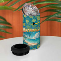 Bahamas 4 in 1 Can Cooler Tumbler with Tropical Beach Sunset Palm Tree Ocean Spirit