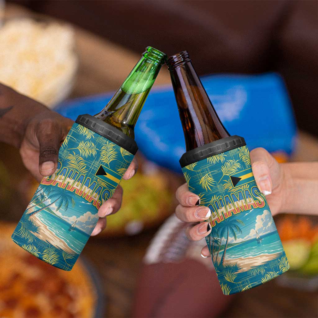 Bahamas 4 in 1 Can Cooler Tumbler with Tropical Beach Sunset Palm Tree Ocean Spirit