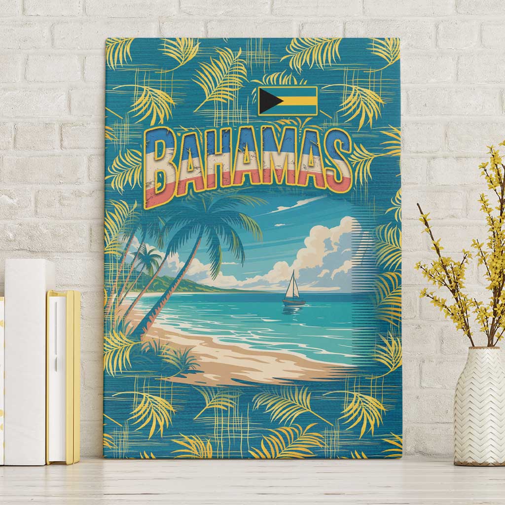 Bahamas Canvas Wall Art with Tropical Beach Sunset Palm Tree Ocean Spirit