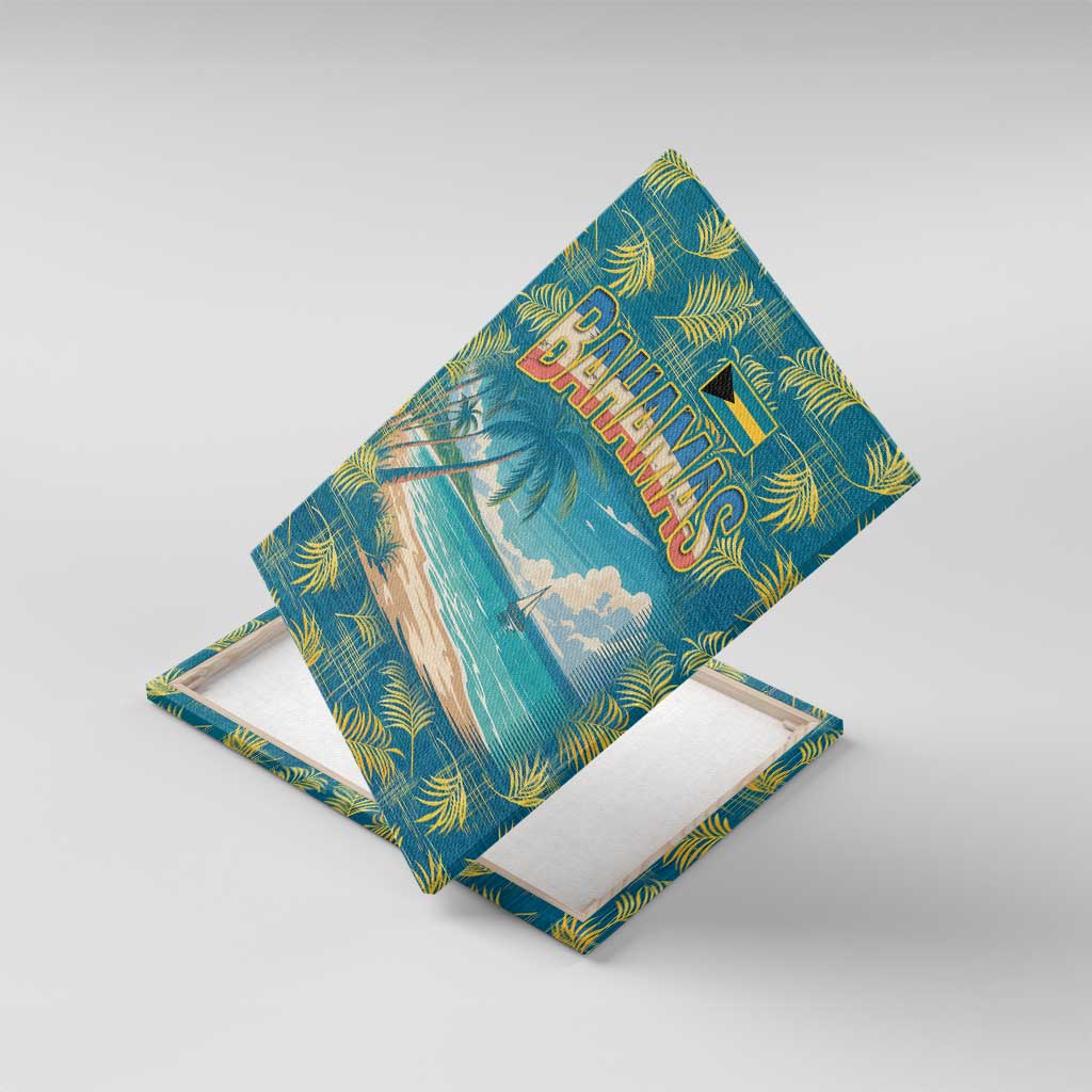 Bahamas Canvas Wall Art with Tropical Beach Sunset Palm Tree Ocean Spirit