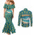 Bahamas Couples Matching Mermaid Dress and Long Sleeve Button Shirt with Tropical Beach Sunset Palm Tree Ocean Spirit