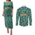 Bahamas Couples Matching Puletasi and Long Sleeve Button Shirt with Tropical Beach Sunset Palm Tree Ocean Spirit