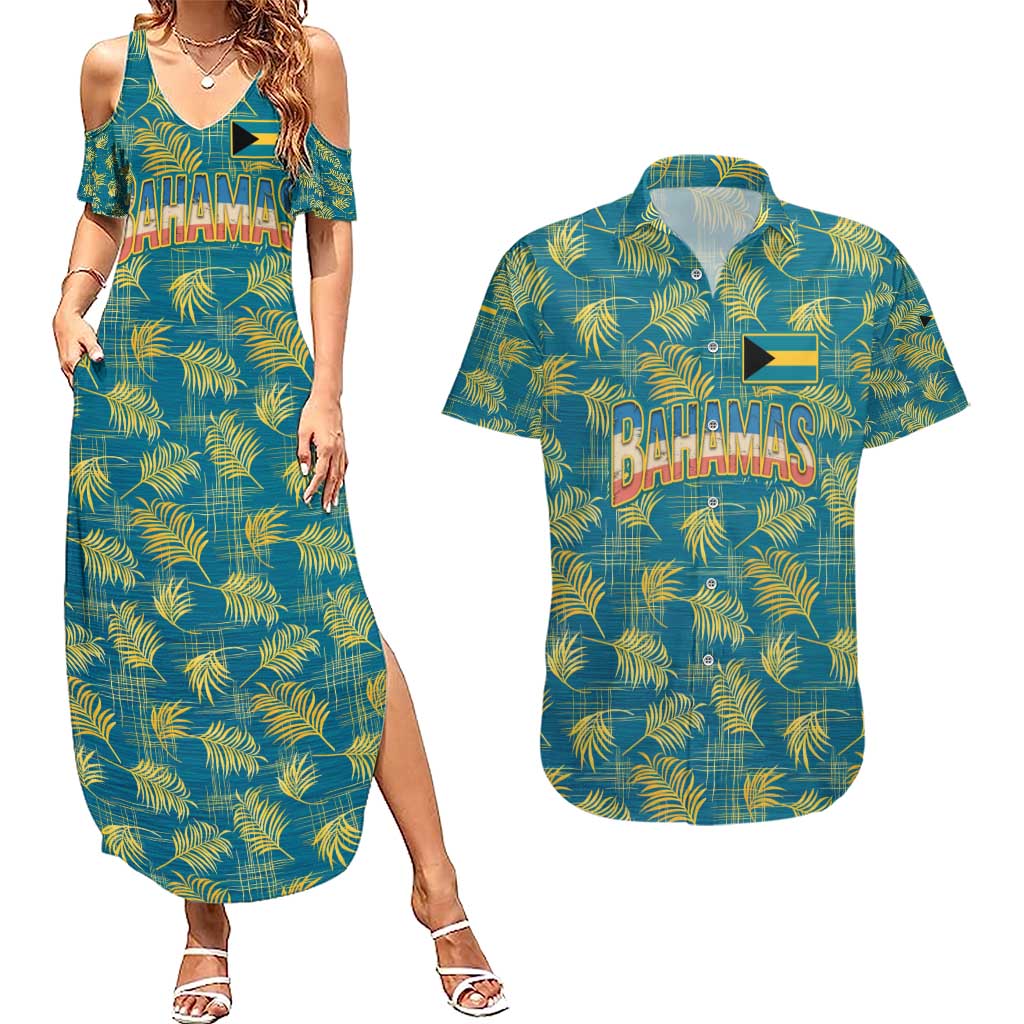 Bahamas Couples Matching Summer Maxi Dress and Hawaiian Shirt with Tropical Beach Sunset Palm Tree Ocean Spirit