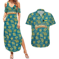 Bahamas Couples Matching Summer Maxi Dress and Hawaiian Shirt with Tropical Beach Sunset Palm Tree Ocean Spirit