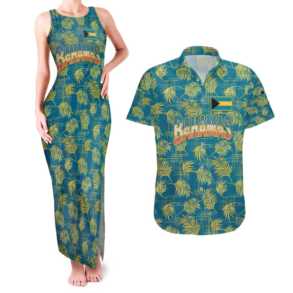 Bahamas Couples Matching Tank Maxi Dress and Hawaiian Shirt with Tropical Beach Sunset Palm Tree Ocean Spirit