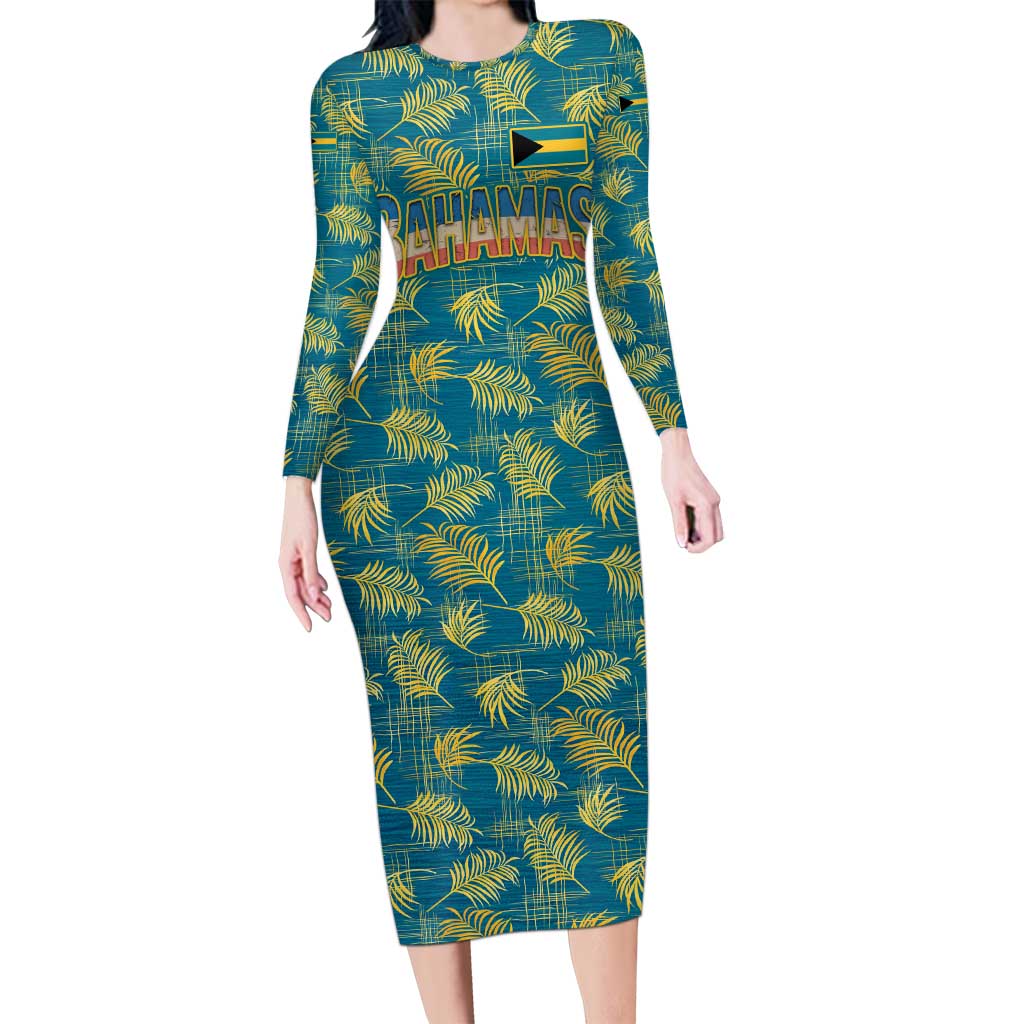 Bahamas Family Matching Long Sleeve Bodycon Dress and Hawaiian Shirt with Tropical Beach Sunset Palm Tree Ocean Spirit
