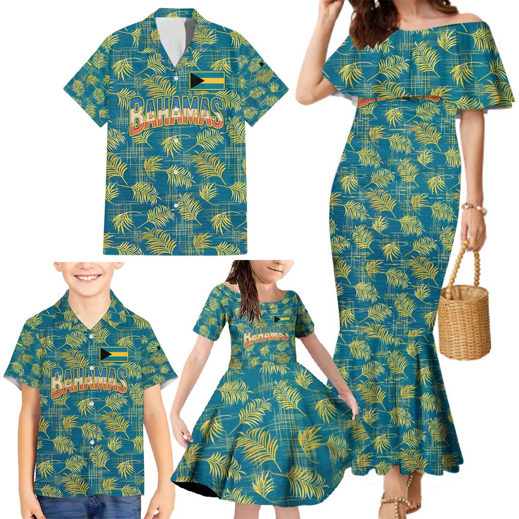 Bahamas Family Matching Mermaid Dress and Hawaiian Shirt with Tropical Beach Sunset Palm Tree Ocean Spirit