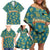 Bahamas Family Matching Off Shoulder Short Dress and Hawaiian Shirt with Tropical Beach Sunset Palm Tree Ocean Spirit