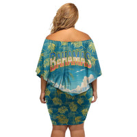 Bahamas Family Matching Off Shoulder Short Dress and Hawaiian Shirt with Tropical Beach Sunset Palm Tree Ocean Spirit