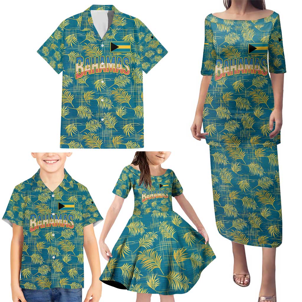 Bahamas Family Matching Puletasi and Hawaiian Shirt with Tropical Beach Sunset Palm Tree Ocean Spirit