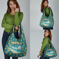 Bahamas Grocery Bag with Tropical Beach Sunset Palm Tree Ocean Spirit