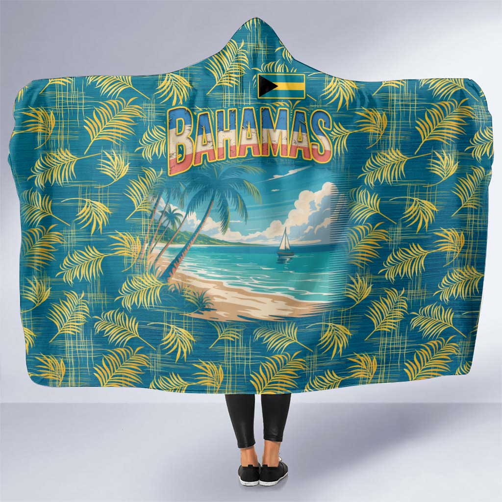 Bahamas Hooded Blanket with Tropical Beach Sunset Palm Tree Ocean Spirit
