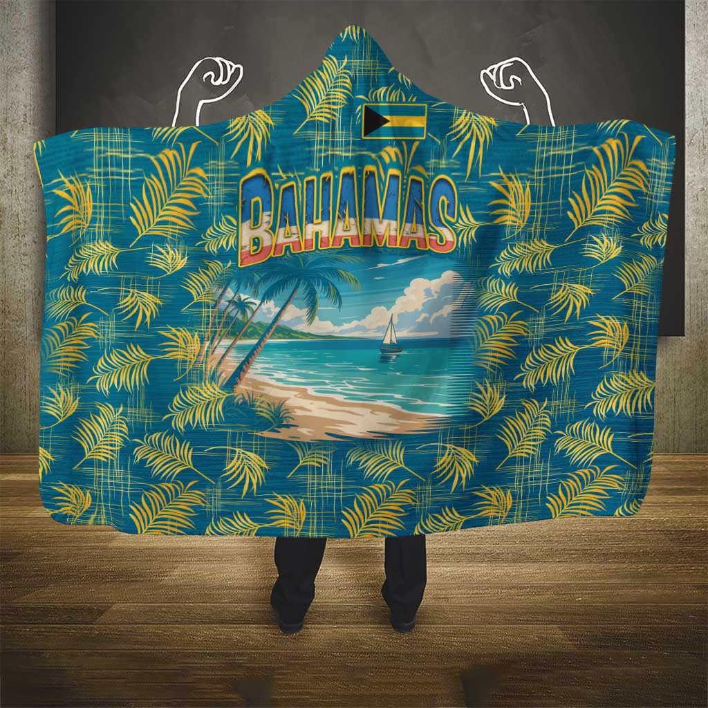 Bahamas Hooded Blanket with Tropical Beach Sunset Palm Tree Ocean Spirit