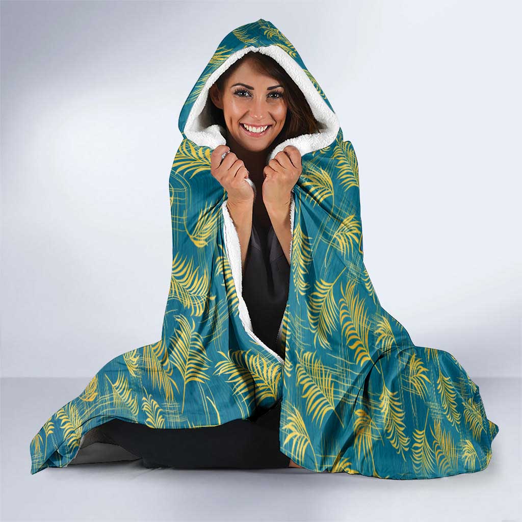 Bahamas Hooded Blanket with Tropical Beach Sunset Palm Tree Ocean Spirit