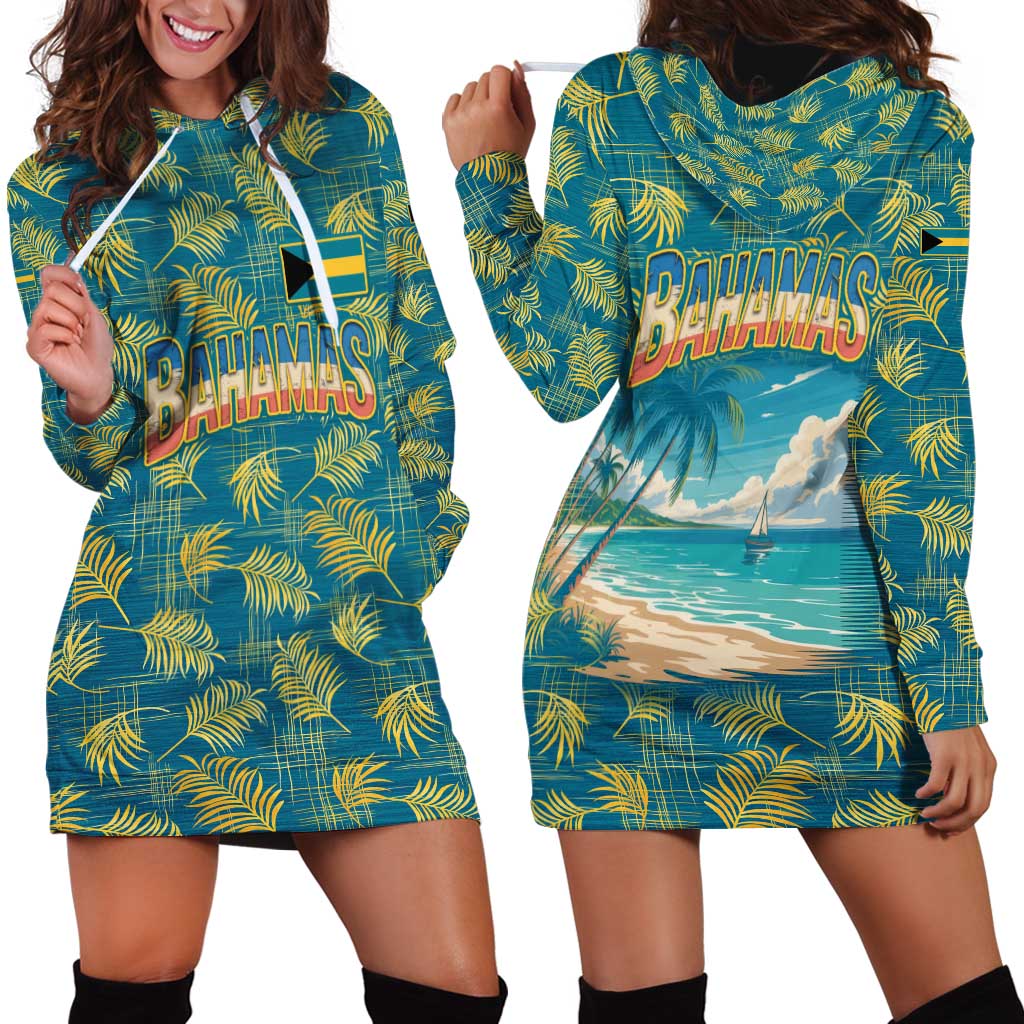 Bahamas Hoodie Dress with Tropical Beach Sunset Palm Tree Ocean Spirit