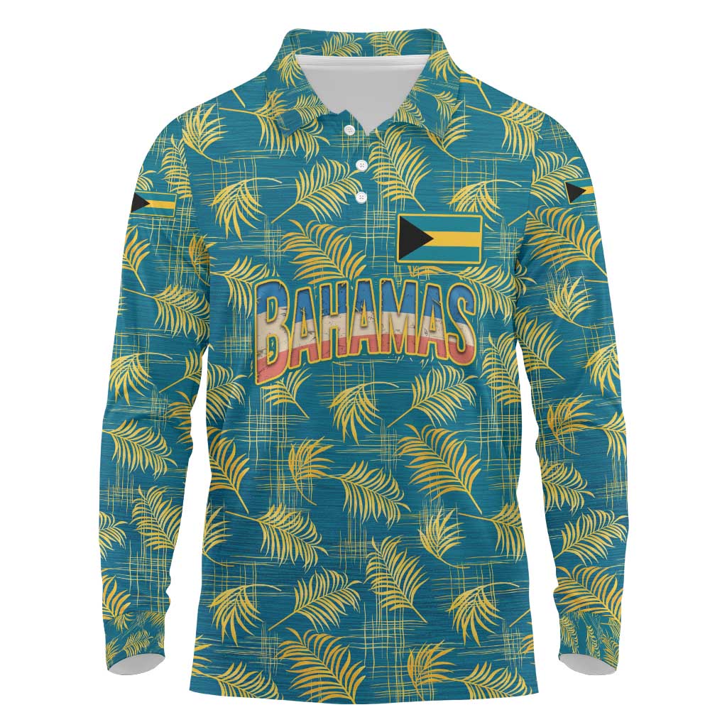 Bahamas Long Sleeve Polo Shirt with Tropical Beach Sunset Palm Tree Ocean Spirit